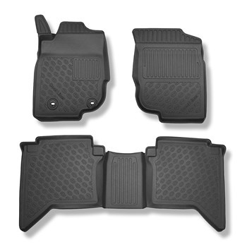 Tapis de sol en TPE adapté pour Toyota Hilux VII Pick-Up (12.2015-10.2022) - cabine double - tapis de voiture - noir