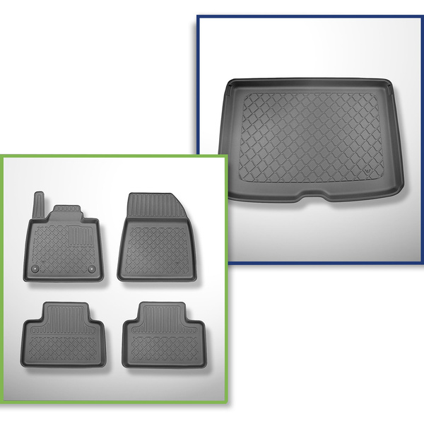 Kit tapis de coffre et tapis de voiture TPE pour: Volvo EX30 SUV (12.2023-....) - coffre supérieur;plancher amovible au plus haut niveau