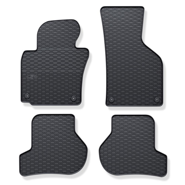 Tapis de sol en caoutchouc adapté pour Volkswagen Golf VI Hayon, Cabriolet, SW (2008-2016) - tapis de voiture - noir - 4 pcs.
