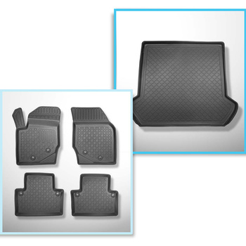 Kit tapis de coffre et tapis de voiture TPE pour: Volvo XC90 I SUV (2002-04.2015) - 5/7 places (3e rangée abaissée)