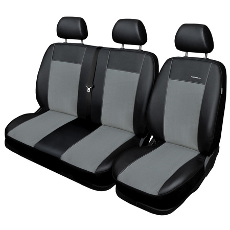 Housses de siège sur mesure adaptées pour Volkswagen Transporter T5 Bus (2003-2015) 6 places, banquette arrière divisée - housse siege voiture - couverture siege - gris