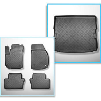 Kit tapis de coffre et tapis de voiture TPE pour: Opel Zafira B Monospace (05.2005-2014) - 7 places; 3me rangée abaissée