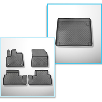 Kit tapis de coffre et tapis de voiture TPE pour: Peugeot Rifter Van (06.2018-..