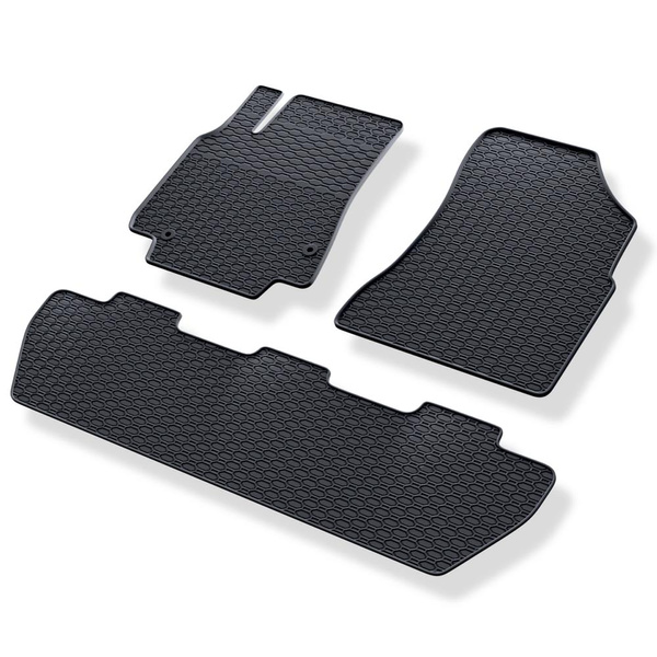 Tapis de sol en caoutchouc adapté pour Peugeot Partner II Van (2008-2018) - tapis de voiture - noir - 3 pcs.