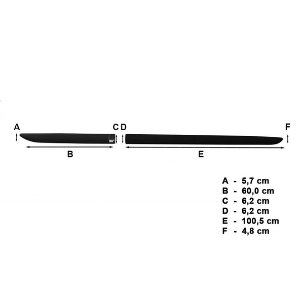 Plaques noires latérales de voiture Honda Civic Hayon (5 portes) - (2017-....) - (longueur des protections: 1005mm; 600mm)