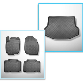 Kit tapis de coffre et tapis de voiture TPE pour: Toyota RAV4 IV SUV (03.2013-12.2018) - non pour version hybride