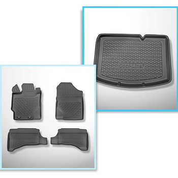 Kit tapis de coffre et tapis de voiture TPE PREMIUM pour: Toyota Yaris III Hayon (09.2011-08.2020) - coffre inférieur; version hybride