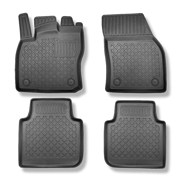 Tapis de sol en TPE adapté pour Seat Tarraco SUV (10.2018-....) - 5 ou 7 sièges; sans la troisième rangée de sièges - tapis de voiture - noir