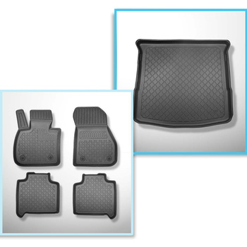 Kit tapis de coffre et tapis de voiture TPE pour: BMW 2 F46 Gran Tourer (03.2015-....) - 5/7 places (3e rangée abaissée)