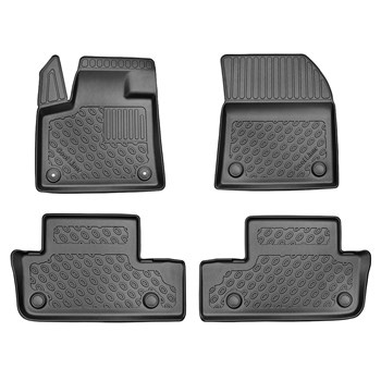 Tapis de sol en TPE adapté pour Peugeot 3008 II Hybrid & Hybrid4 SUV (09.2019-....) - avec Hi-Fi-System FOCAL - tapis de voiture - noir