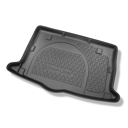 Tapis de coffre adapté pour Hyundai Veloster Coupé (07.2011-12.2016) - bac de coffre - protection de coffre voiture - avec / sans caisson de graves ; possibilité de couper la cavité gauche