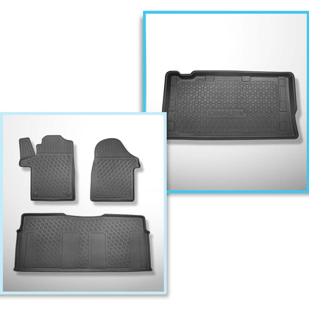 Kit tapis de coffre et tapis de voiture TPE PREMIUM pour: Mercedes-Benz Vito W447 Van (10.2014-....) - derrière troisième rangée de sièges; version longue (empattement 3200 mm, longueur de l’auto 5140 mm)