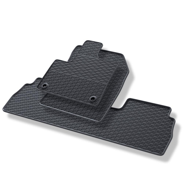 Tapis de sol en caoutchouc adapté pour Peugeot Rifter Van (2018-....) - tapis de voiture - noir - 3 pcs.