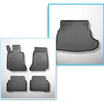 Kit tapis de coffre et tapis de voiture TPE pour: Mercedes-Benz Classe C W205 Berline (03.2014-11.2020) - sièges arrière non rabattables (non divisés)