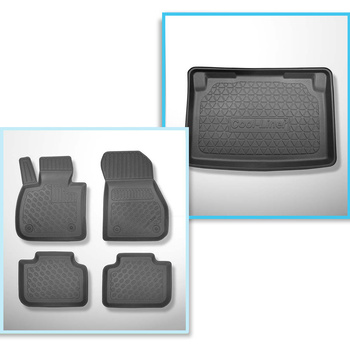 Kit tapis de coffre et tapis de voiture TPE PREMIUM pour: BMW 2 F45 Active Tourer (09.2014-10.2021) - pour le rangement sous le plancher du coffre