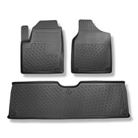 Tapis de sol en TPE adapté pour Volkswagen Sharan I Van (12.2015-10.2022) - 5 ou 7 sièges; sans la troisième rangée de sièges - tapis de voiture - noir