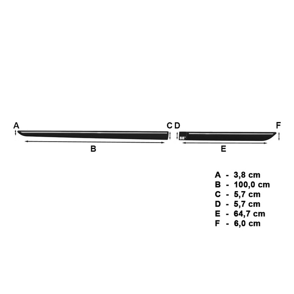 Plaques noires latérales de voiture Kia XCeed Crossover (2019-....) - (longueur des protections: 1000mm; 647mm)