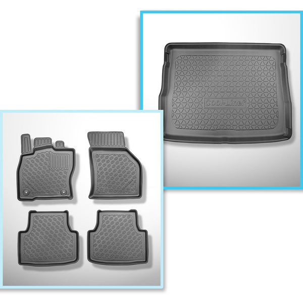 Kit tapis de coffre et tapis de voiture TPE pour: Cupra Formentor Crossover (09.2020-....) - coffre supérieur;plancher amovible au plus haut niveau;non pour version Plug-in hybride