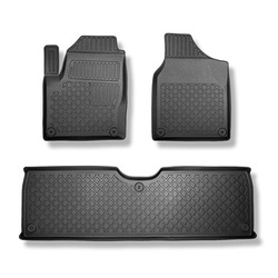 Tapis de sol en TPE adapté pour Seat Alhambra I Van (12.2015-10.2022) - 5 ou 7 sièges; sans la troisième rangée de sièges - tapis de voiture - noir