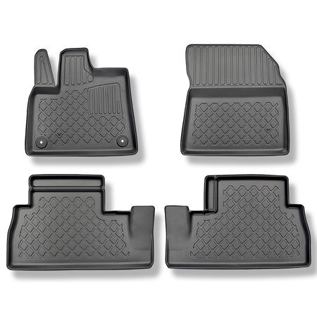 Tapis de sol en TPE adapté pour Peugeot e-Rifter Van (09.2021-....) - 5 sièges; version courte et longue; avec sièges réglables et non réglables dans la première rangée - tapis de voiture - noir