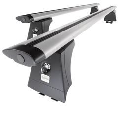 Barres de toit en aluminium adapté pour Ford Focus mk II Berline (2005-2007) - Porte-Bagages de Voiture argent - points de montage - (suivant le modèle de voiture ils peuvent se situer à différents endroits)