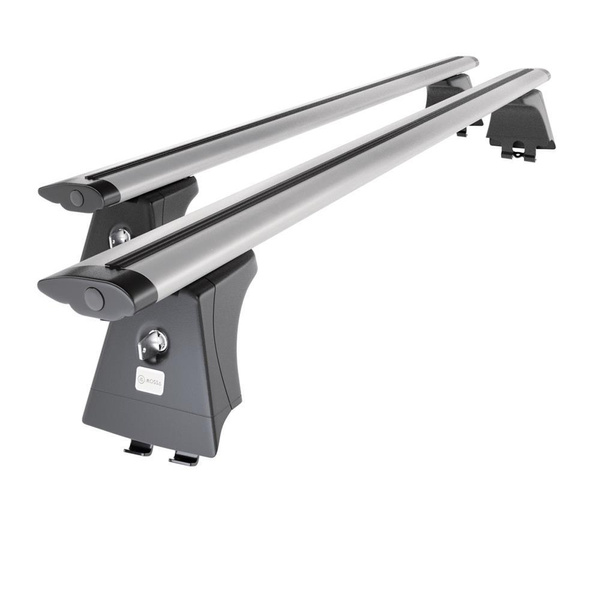 Barres de toit en aluminium adapté pour Renault Megane mk II Hayon (2002-2009) - Porte-Bagages de Voiture argent - points de montage - (suivant le modèle de voiture ils peuvent se situer à différents endroits)