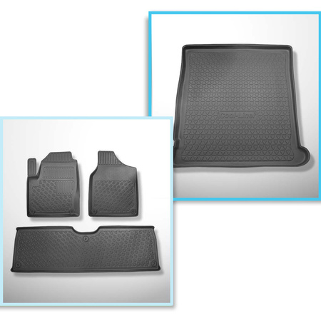 Kit tapis de coffre et tapis de voiture TPE PREMIUM pour: Seat Alhambra I Van (1995-08.2010) - 5/7 places; 3e rangée de sieges démontée