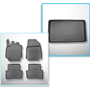 Kit tapis de coffre et tapis de voiture TPE PREMIUM pour: Renault Captur I SUV (04.2013-12.2019) - sur le coffre inférieur et supérieur