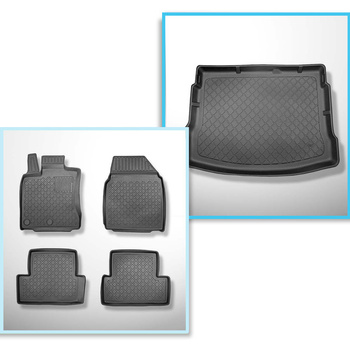 Kit tapis de coffre et tapis de voiture TPE pour: Nissan Qashqai I Crossover (02.2007-01.2014)