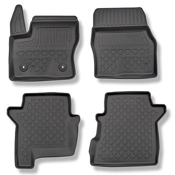 Tapis de sol en TPE adapté pour Ford Tourneo Connect II Van (01.2014-....) - 5 ou 7 sièges; sans la troisième rangée de sièges - tapis de voiture - noir