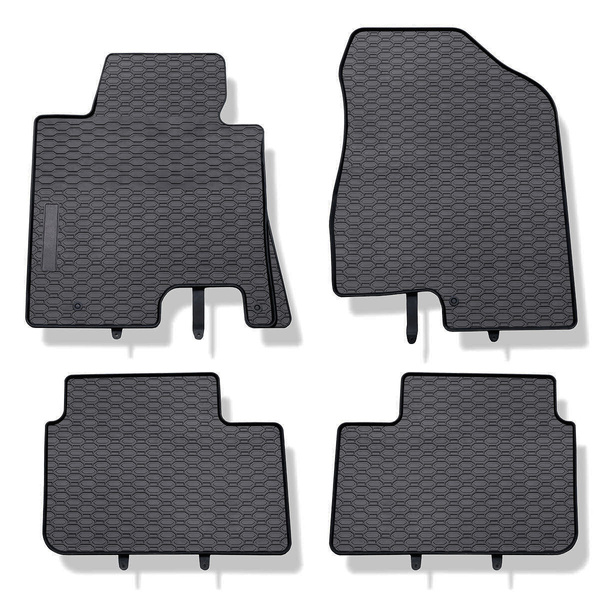 Tapis de sol en caoutchouc adapté pour Kia Ceed II Hayon, Break (2012-2018) - tapis de voiture - noir - 4 pcs.