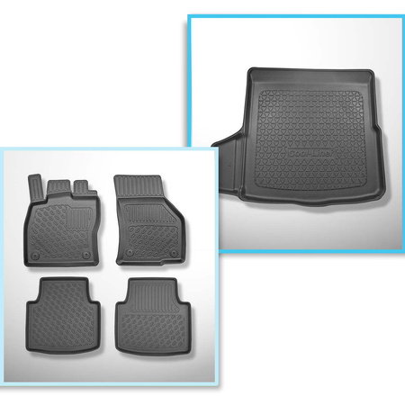 Kit tapis de coffre et tapis de voiture TPE PREMIUM pour: Volkswagen Arteon Berline (06.2017-....) - avec kit de réparation, sans roue de secours; cavité gauche amovible