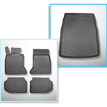Kit tapis de coffre et tapis de voiture TPE PREMIUM pour: BMW 5 F10 Berline (03.