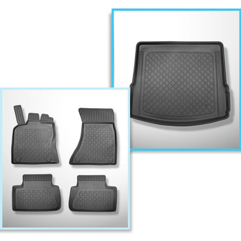 Kit tapis de coffre et tapis de voiture TPE pour: Porsche Macan SUV (03.2014-....) - aussi pour les modèles avec des rails de fixation