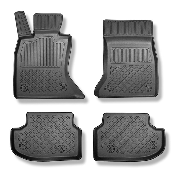 Tapis de sol en TPE adapté pour BMW 5 F10 Berline (2013-01.2017) - X-drive; distance entre les rails du siège avant (partie arrière) 365 mm - tapis de voiture - noir