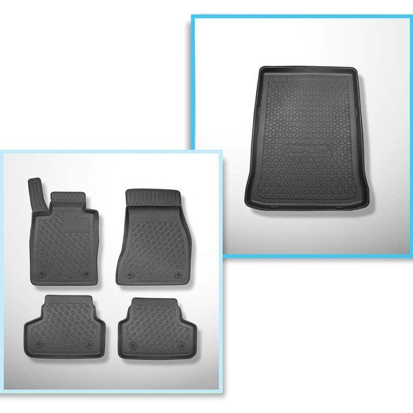 Kit tapis de coffre et tapis de voiture TPE PREMIUM pour: BMW 5 G30 Berline (02.2017-09.2023) - X-drive; entraînement 2 roues; non pour version hybride