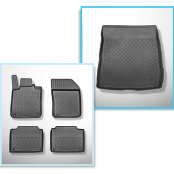 Kit tapis de coffre et tapis de voiture TPE pour: Volvo S90 Berline (10.2016-....) - avec roue de secours; non pour version Plug-in hybride; 2 et 4 roues motrices