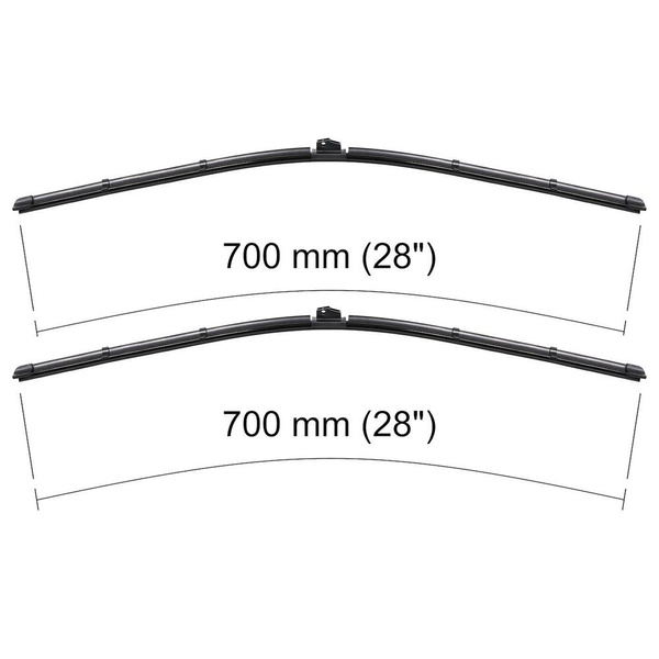 Balais d'essuie-glace de pare-brise adaptés pour Ford Edge SUV (01.2016-2020) montage inverse de l'adaptateur (du coté passager) - balais plat