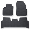 Tapis de sol en caoutchouc adapté pour Renault Scenic II Monospace (2003-2009) - tapis de voiture - noir - 3 pcs.