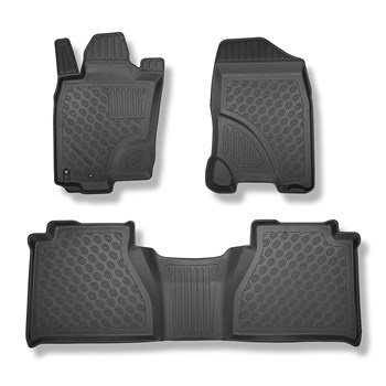 Tapis de sol en TPE adapté pour Nissan Navara NP300 Pick-Up (12.2015-10.2022) - crochets de fixation sur le plancher - tapis de voiture - noir