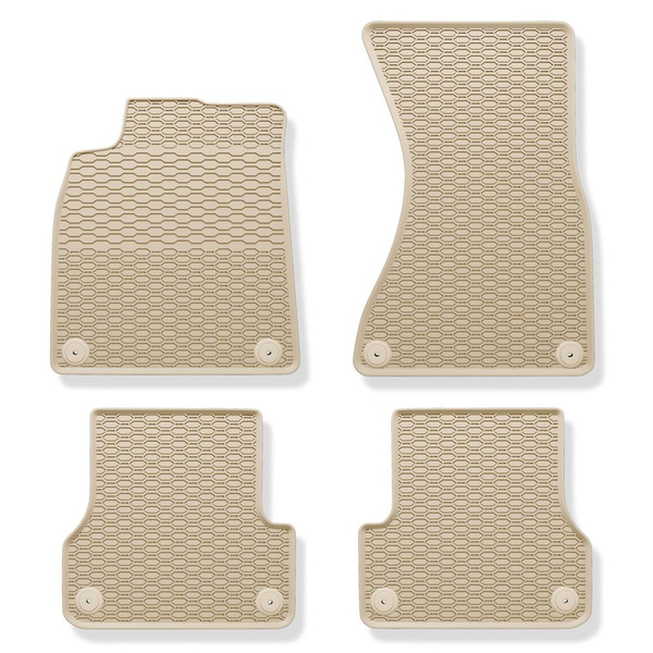 Tapis de sol en caoutchouc adapté pour Audi A6 C7 Avant, Berline (2011-2018) - tapis de voiture - beige - 4 pcs.