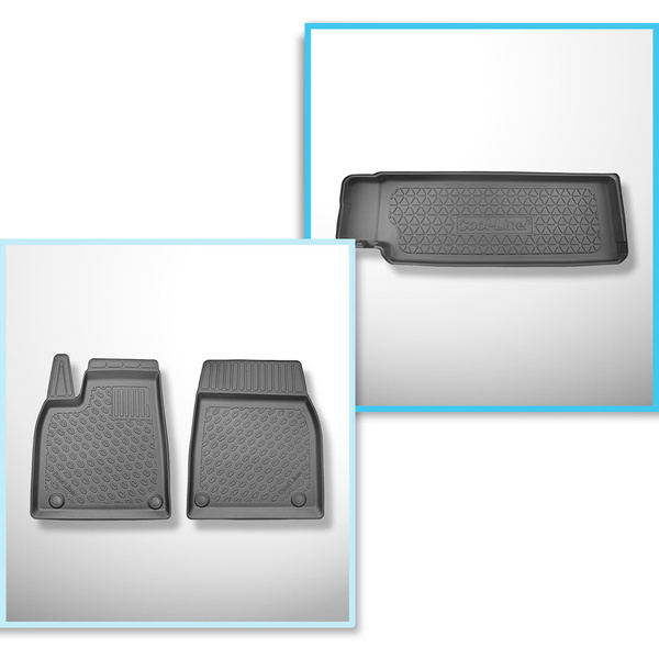 Kit tapis de coffre et tapis de voiture TPE pour: Tesla Model X SUV (01.2021-....) - 6/7 places;pour la 3ème rangée de sièges