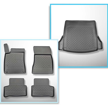 Kit tapis de coffre et tapis de voiture TPE pour: Mercedes-Benz CLA C118 Coupé (05.2019-....) - cavités amovibles dans les modèles avec filets latéraux; non pour version Plug-in hybride