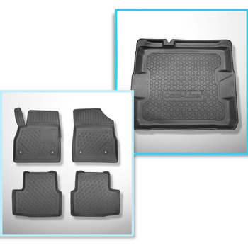 Kit tapis de coffre et tapis de voiture TPE PREMIUM pour: Opel Astra K Hayon (11.2015-....) - coffre inférieur; sans roue de secours