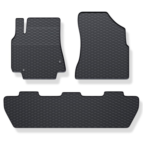 Tapis de sol en caoutchouc adapté pour Peugeot Partner II Van (2008-2018) - tapis de voiture - noir - 3 pcs.