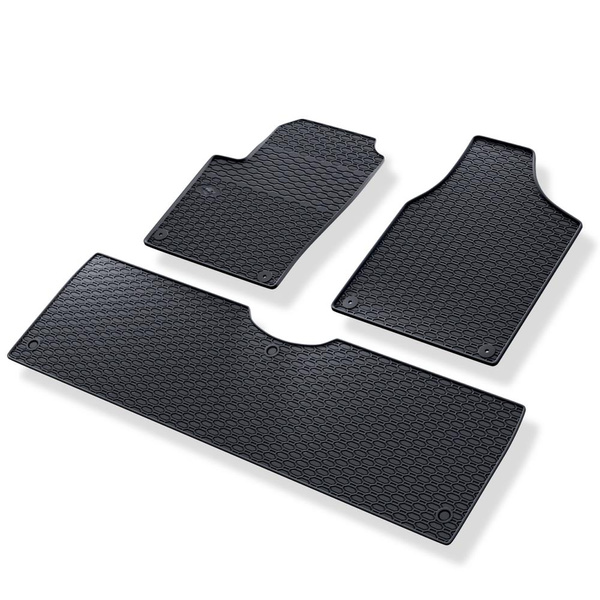 Tapis de sol en caoutchouc adapté pour Volkswagen Sharan I Van (1995-2010) - tapis de voiture - noir - 3 pcs.