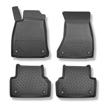 Tapis de sol en TPE adapté pour Audi A4 B9 Berline (11.2015-....) - aussi pour la version Quattro - tapis de voiture - noir