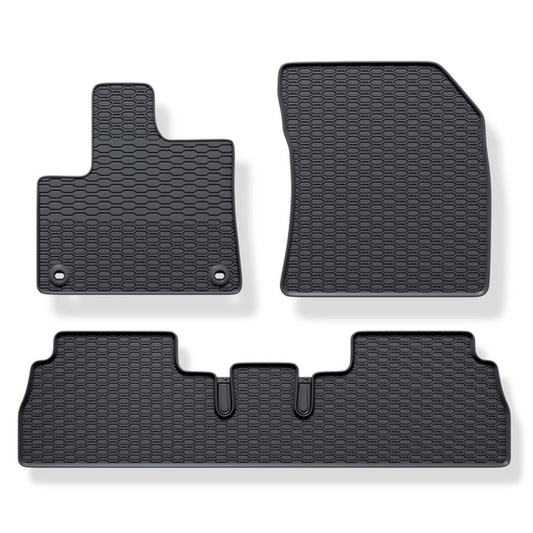 Tapis de sol en caoutchouc adapté pour Citroen Berlingo III Van (2018-....) - tapis de voiture - noir - 3 pcs.