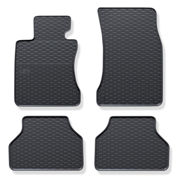 Tapis de sol en caoutchouc adapté pour BMW 5 E60, E61 Berline, Touring (2003-2010) - tapis de voiture - noir - 4 pcs.