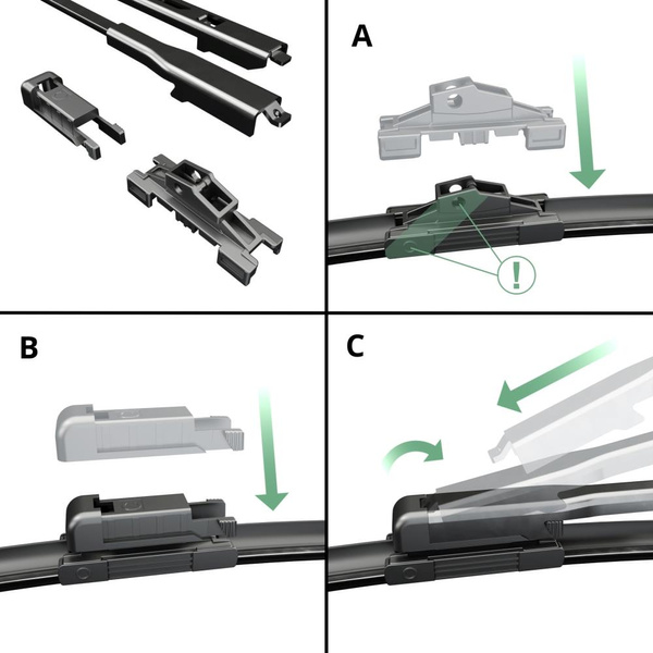 Balais d'essuie-glace de pare-brise adaptés pour Mercedes-Benz Classe C W205 Break, Berline (11.2013-10.2014) - balais plat